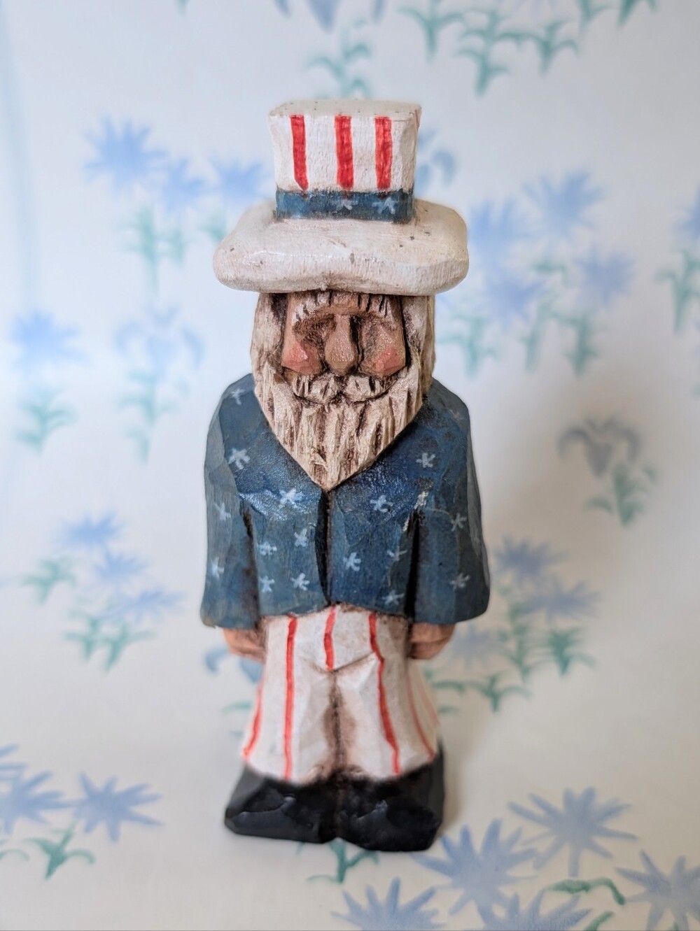 Don Lawrence Patriotic Uncle Sam Carved Wooden Folk Art Figure Americana 2002
